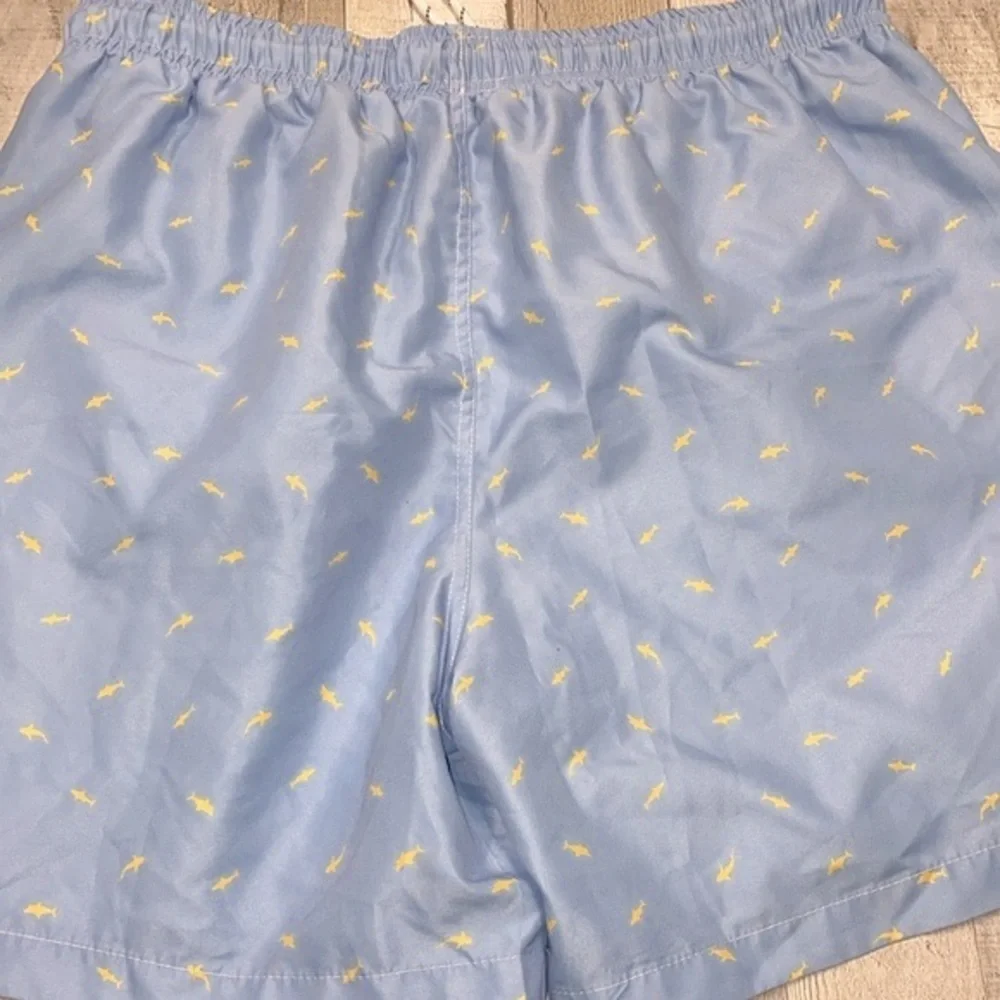 Blue shark print men’s swim trunks size large